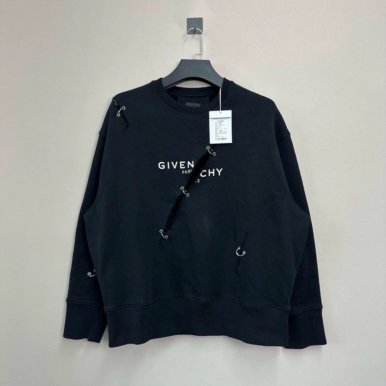 Givenchy Black Destroyed Metal-effect Sweatshirt - Size M