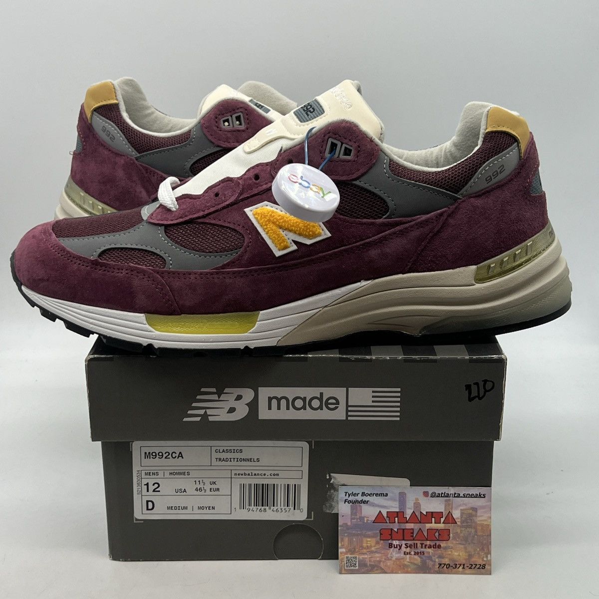 image of New Balance 992 Burgundy Shoes in Burgandy, Men's (Size 12)