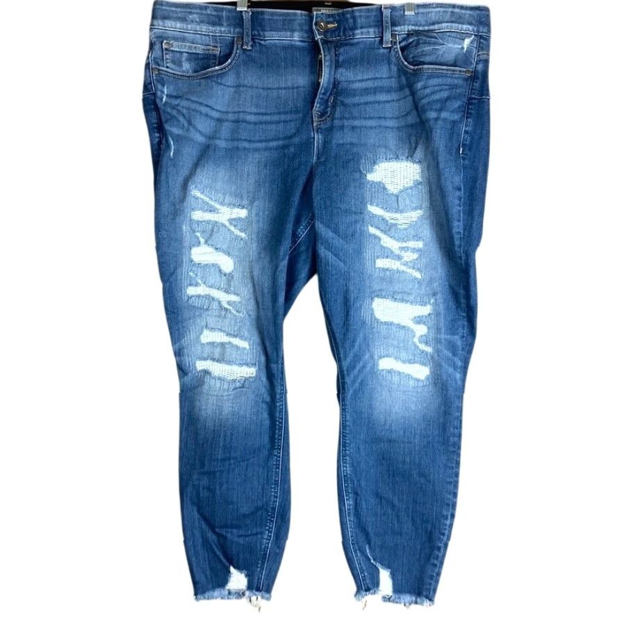 Torrid Torrid Jeans Blue Denim High Rise Bombshell Skinny Distressed 24R Size 28" / US 6 / IT 42 - 2 Thumbnail