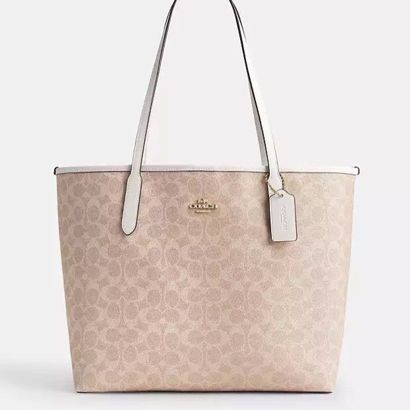 Coach NWT COACH City Tote Signature Canvas CV976 Gold/Sand/Chalk Size ONE SIZE - 4 Thumbnail