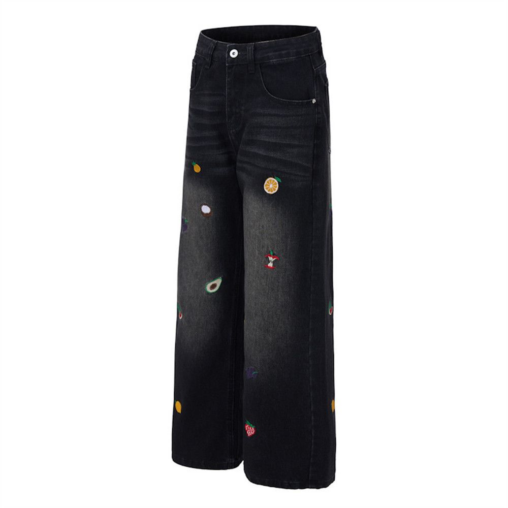 Jean Men's hip-hop distressed retro cartoon embroidered jeans Size US 32 / EU 48 - 5 Thumbnail