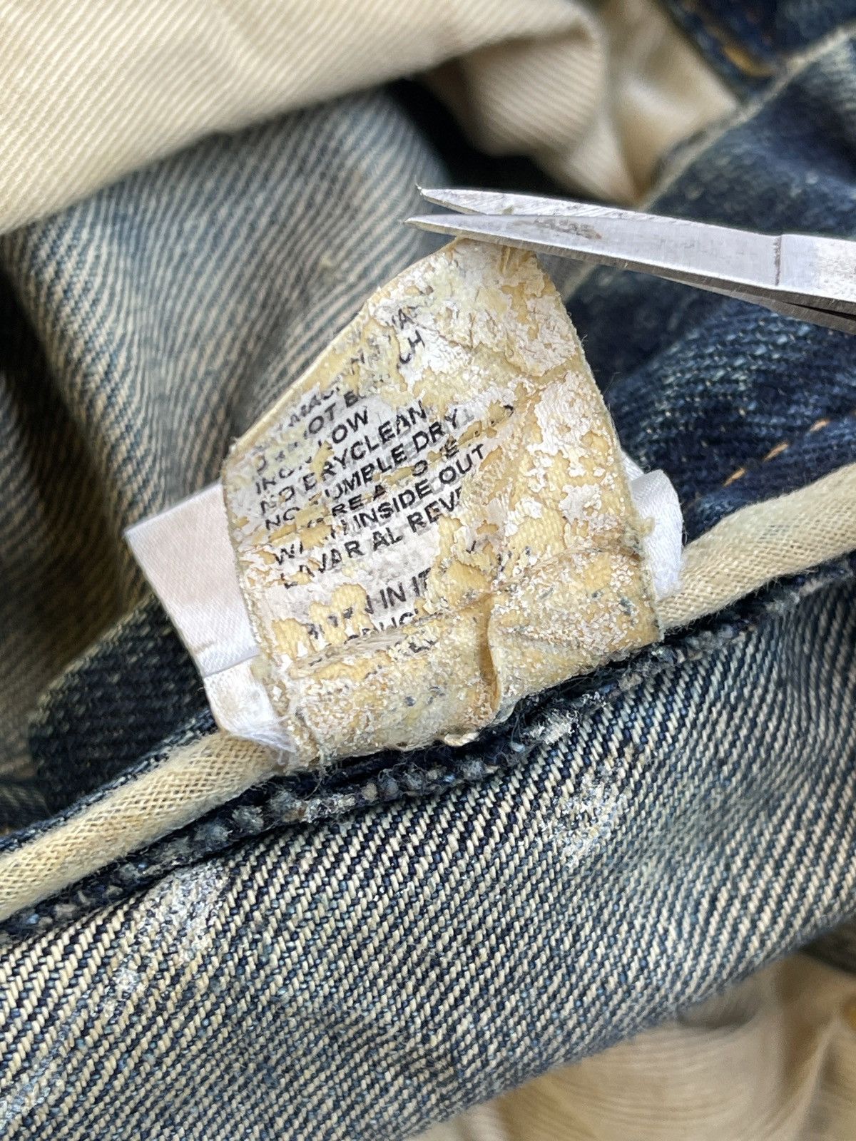 Japanese Brand Rag Recycle Dirty Distressed Jeans Size US 35 - 18 Thumbnail