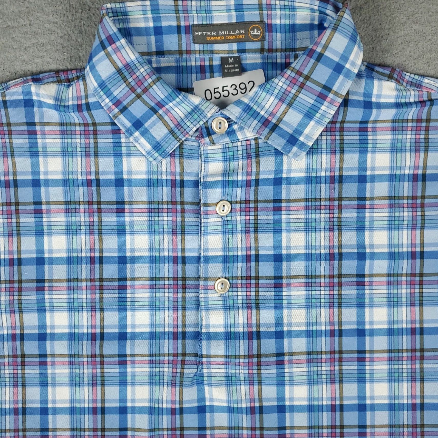 Peter Millar Peter Millar Shirt Medium Blue Plaid Short Sleeve Golf Summer Comfort Mens Size US M / EU 48-50 / 2 - 2 Thumbnail