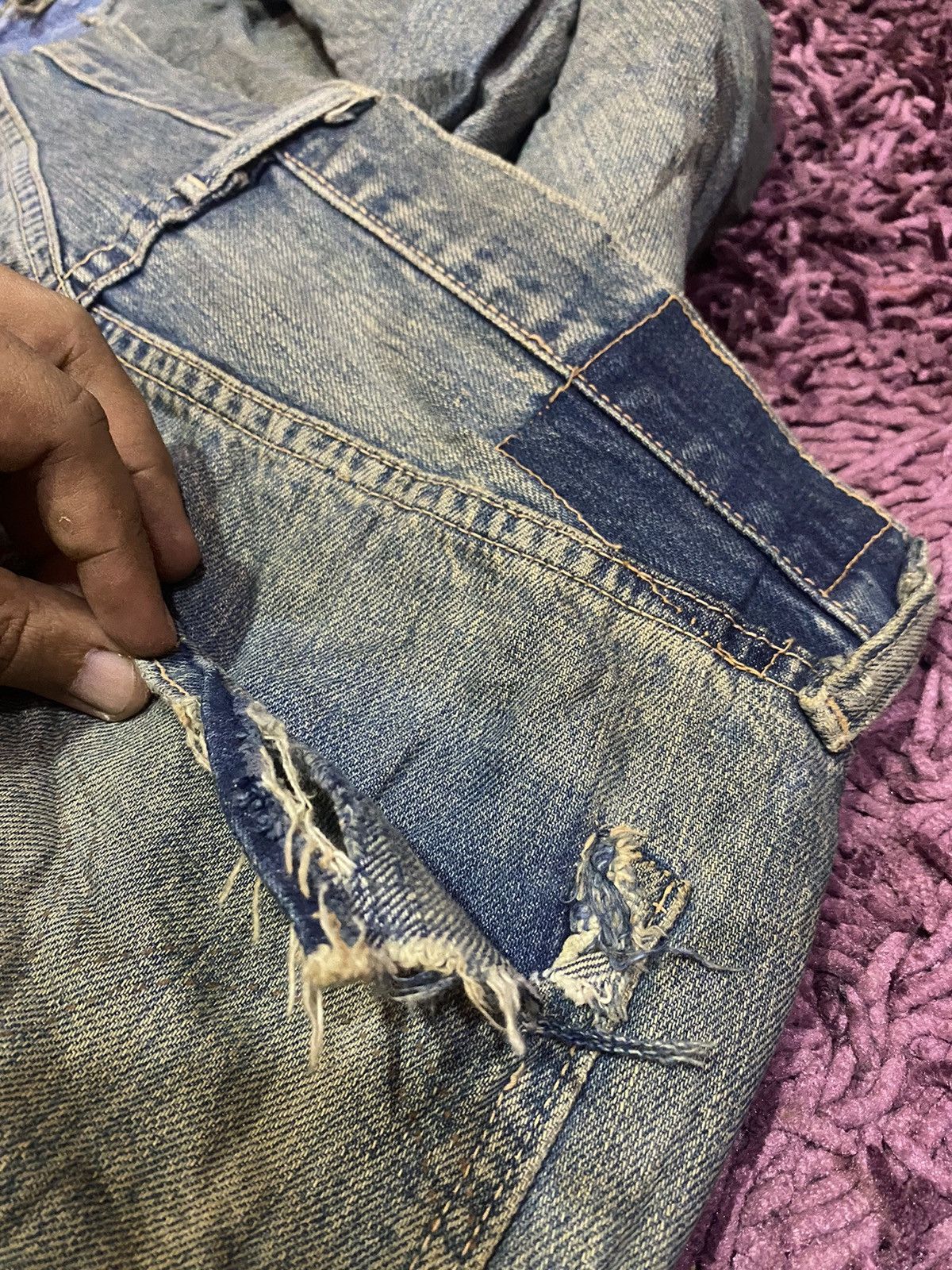 Levi's Vtg Trashed Levis 501xx BIG E 4501 WW2 Selvedge Jeans Size US 30 / EU 46 - 15 Thumbnail