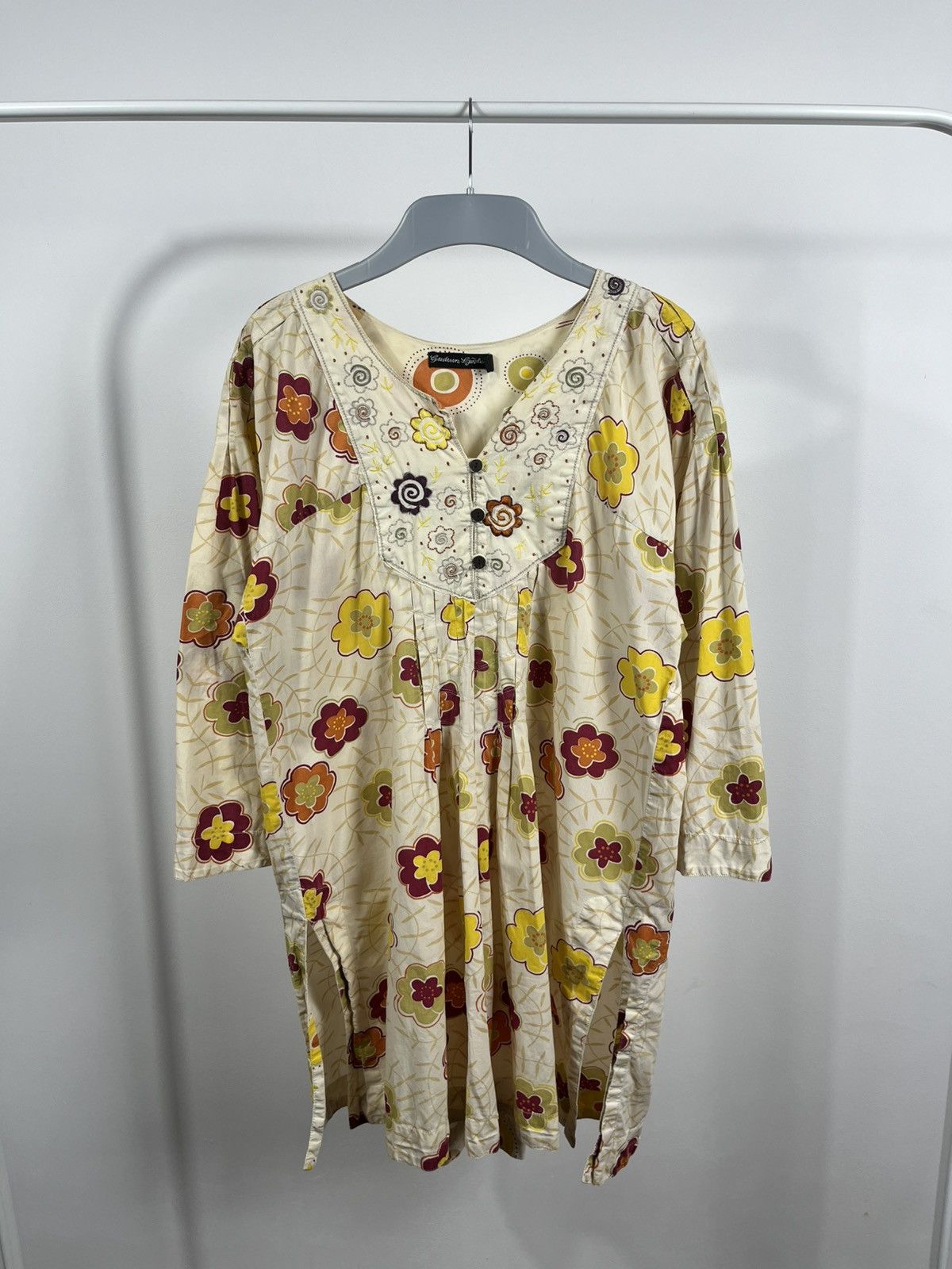 Gudrun Sjoden Gudrun Sjoden Floral Tunic Top Boho Ethnic Style Shirt S Size S / US 4 / IT 40 - 1 Thumbnail