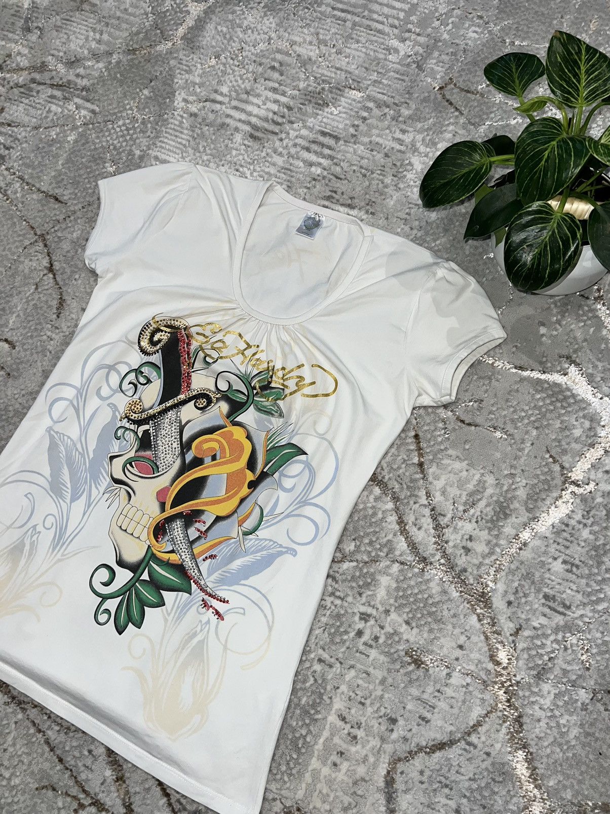Ed Hardy × Japanese Brand × Vintage ED HARDY BY CHRISTIAN AUDIGIER SKULLS DRIP T-SHIRT Y2K TEE Size US S / EU 44-46 / 1 - 4 Thumbnail
