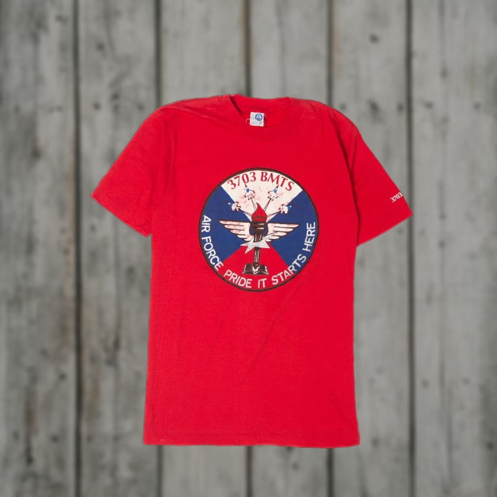 Vintage VINTAGE Air Force Pride 3703 BMTS T-Shirt Unisex Adults Medium Red 1980s Artex Shirt Mens Size US M / EU 48-50 / 2 - 1 Thumbnail