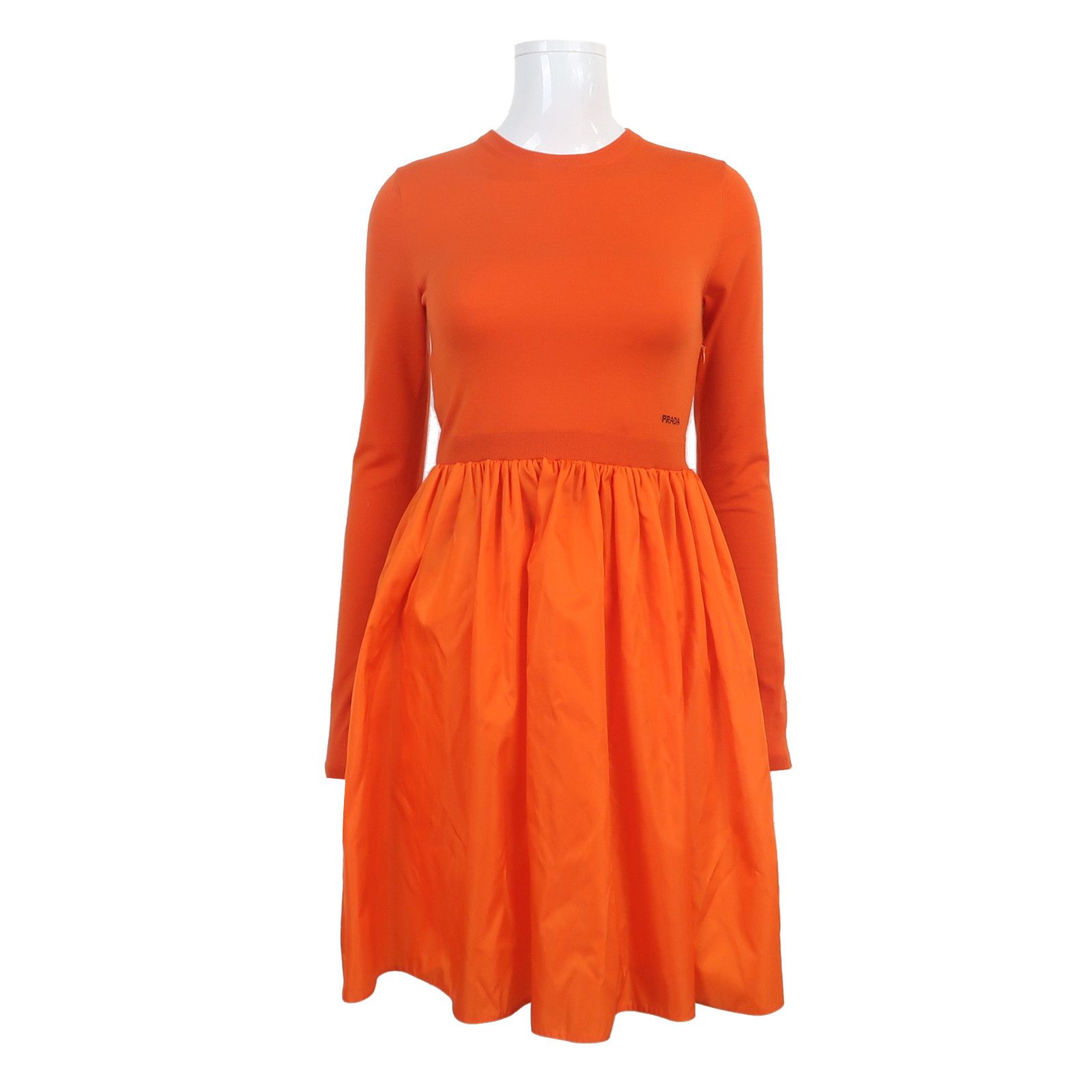 Prada Prada Orange Logo Knit Midi Dress Size 40 Size S / US 4 / IT 40 - 1 Thumbnail