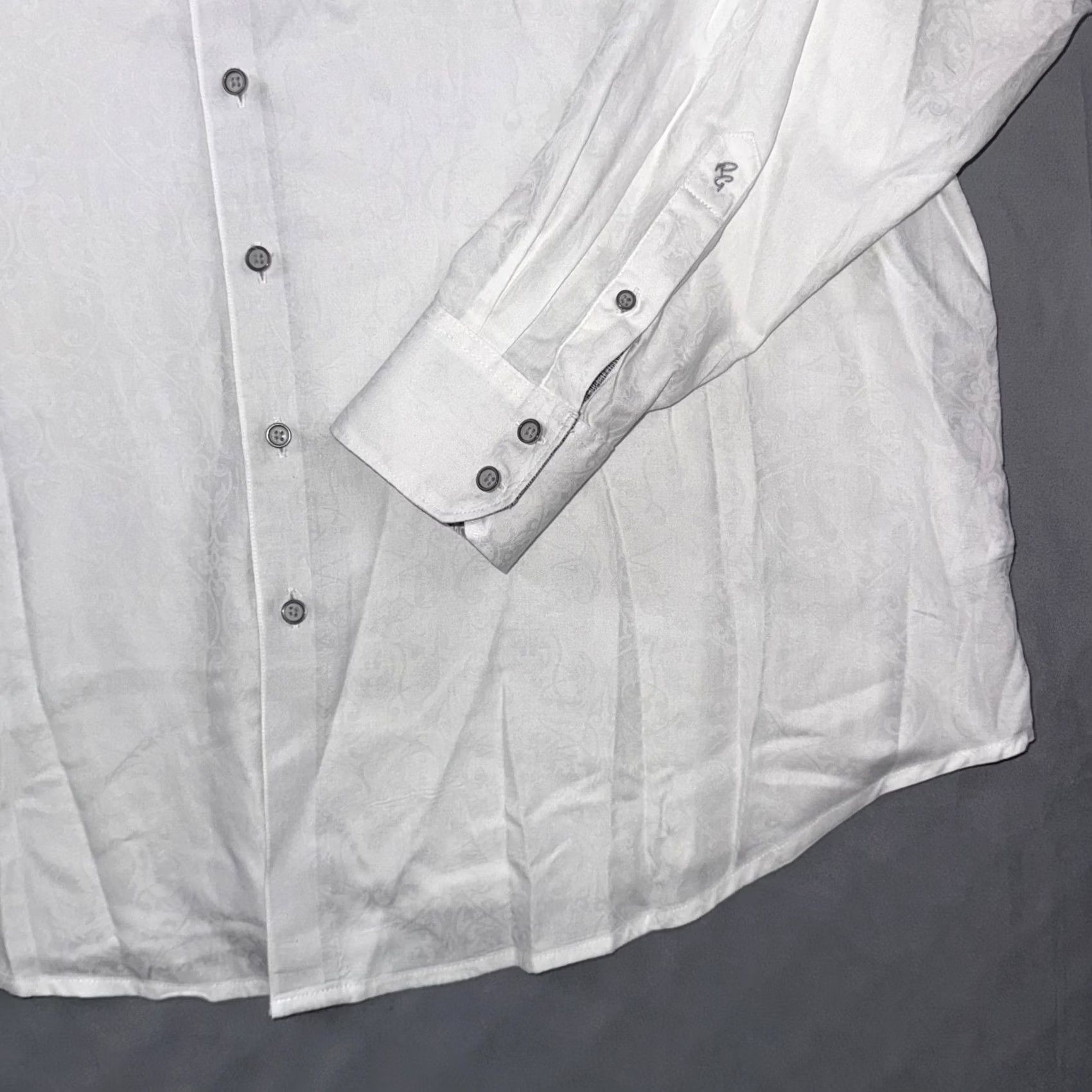 Robert Graham Robert Graham Mens Big 1X White Paisley Long Sleeve Button Front Casual Shirt Size US XL / EU 56 / 4 - 3 Thumbnail