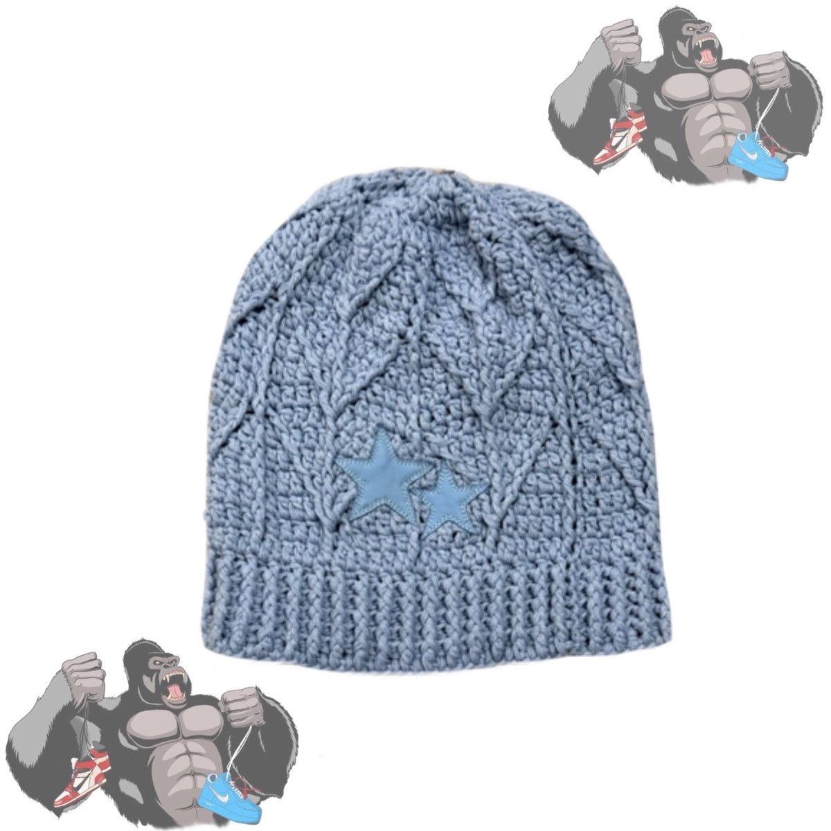 Chrome Hearts Chrome Hearts Hand Woven Star Patch Beanie - Blue Size ONE SIZE - 1 Thumbnail