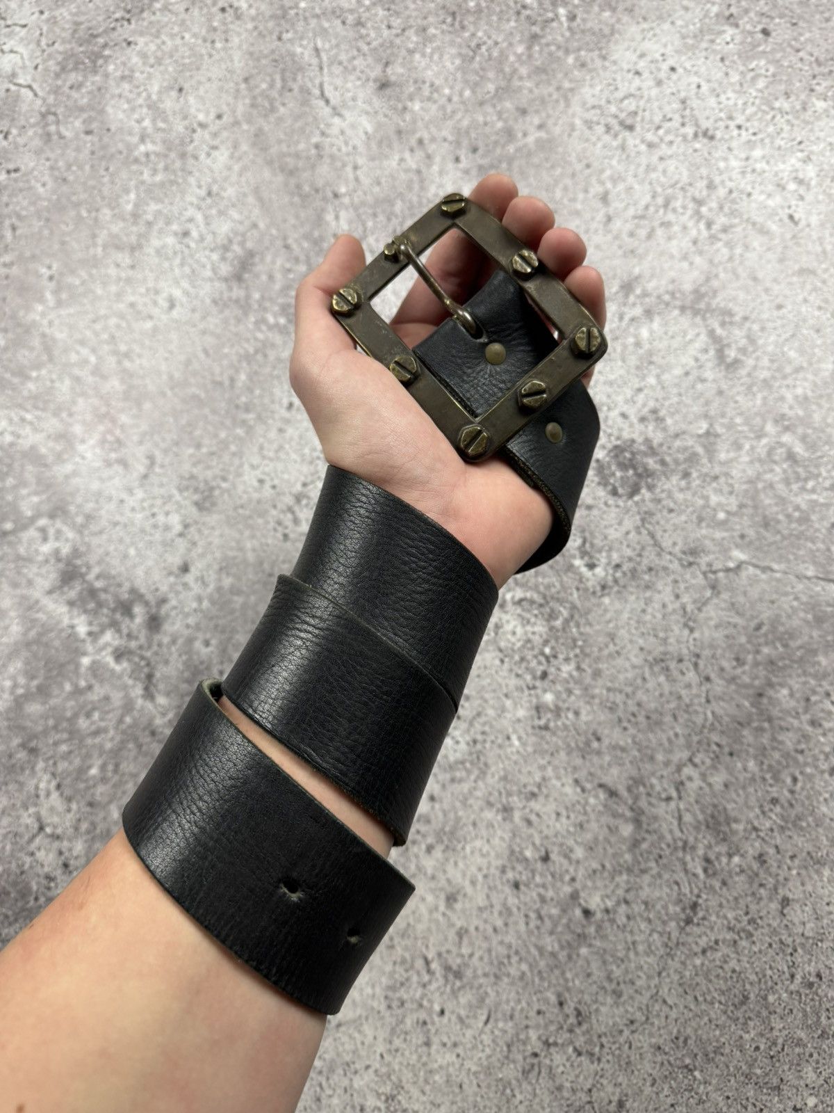 Japanese Brand 00’s NUMBER NINE STYLE BOLTNUT LEATHER RARE Y2K BELT VINTAGE Size ONE SIZE - 1 Thumbnail