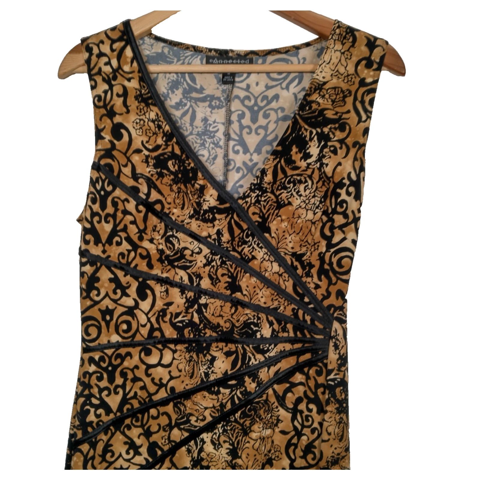 Vintage VINTAGE Connected Apparel Y2K Dress Midi Sleeveless V Neck Pullover Slimming Stretch Polyester Brown 12 Womens Size XL / US 12-14 / IT 48-50 - 6 Thumbnail