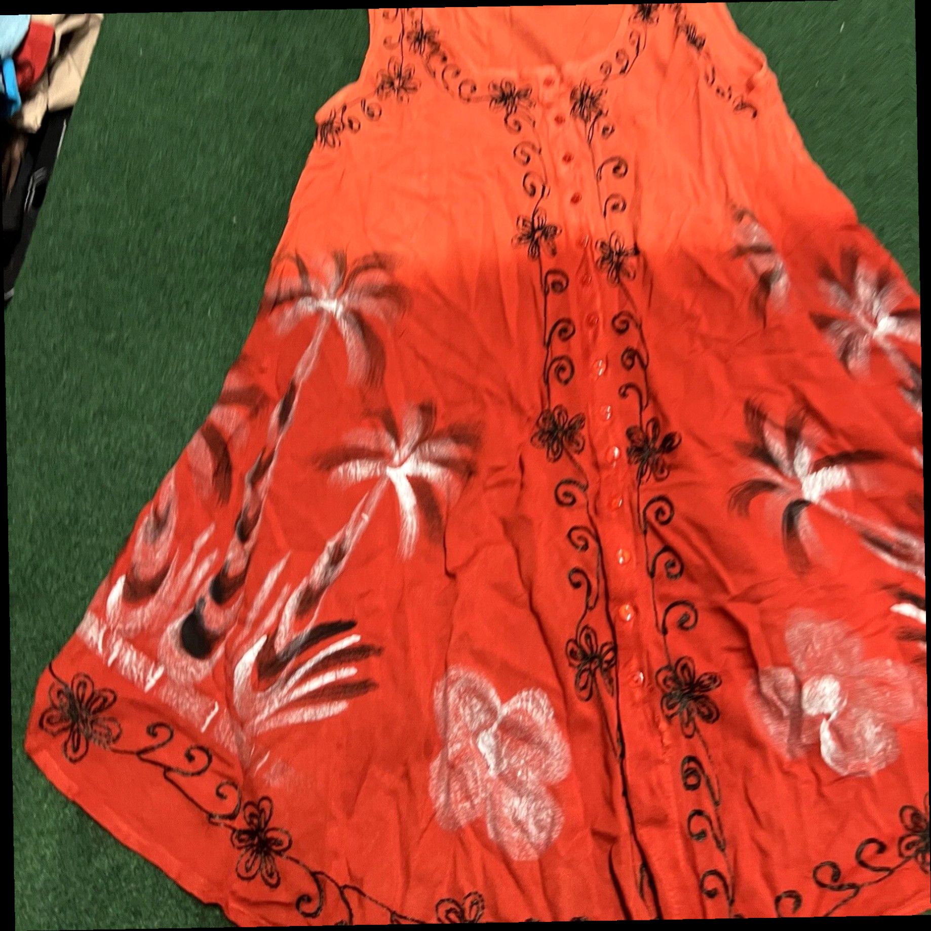 Vintage Pineapple Women's Free Size Sleeveless Boho Tie Dye Loose Fitting Summer Dress Size ONE SIZE - 2 Thumbnail