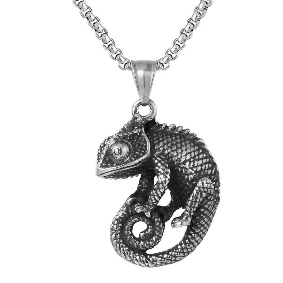 Jewelry × Vintage Domineering Chameleon Lizard Men's Necklace Size ONE SIZE - 1 Thumbnail