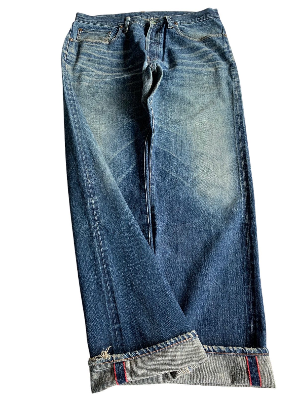 Japanese Brand × Kapital × Vintage Okura Hr Market Japanese Button Fly Selvedge Distressed Size US 34 / EU 50 - 5 Thumbnail