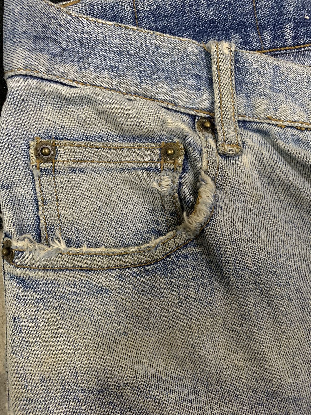 Polo Ralph Lauren × RRL Ralph Lauren Vintage Polo Club Baggy Rusty Mud Washed Patches Jeans Size US 31 - 5 Thumbnail