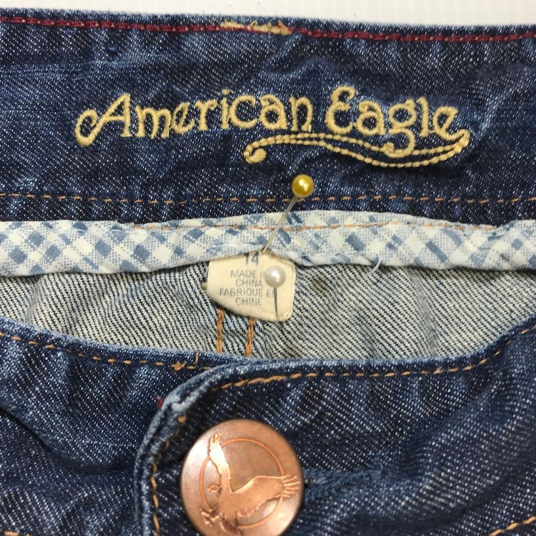 American Eagle Outfitters American Eagle Y2K Denim Jean Mini A-line Skirt 14 Size 36" / US 14 / IT 50 - 6 Thumbnail