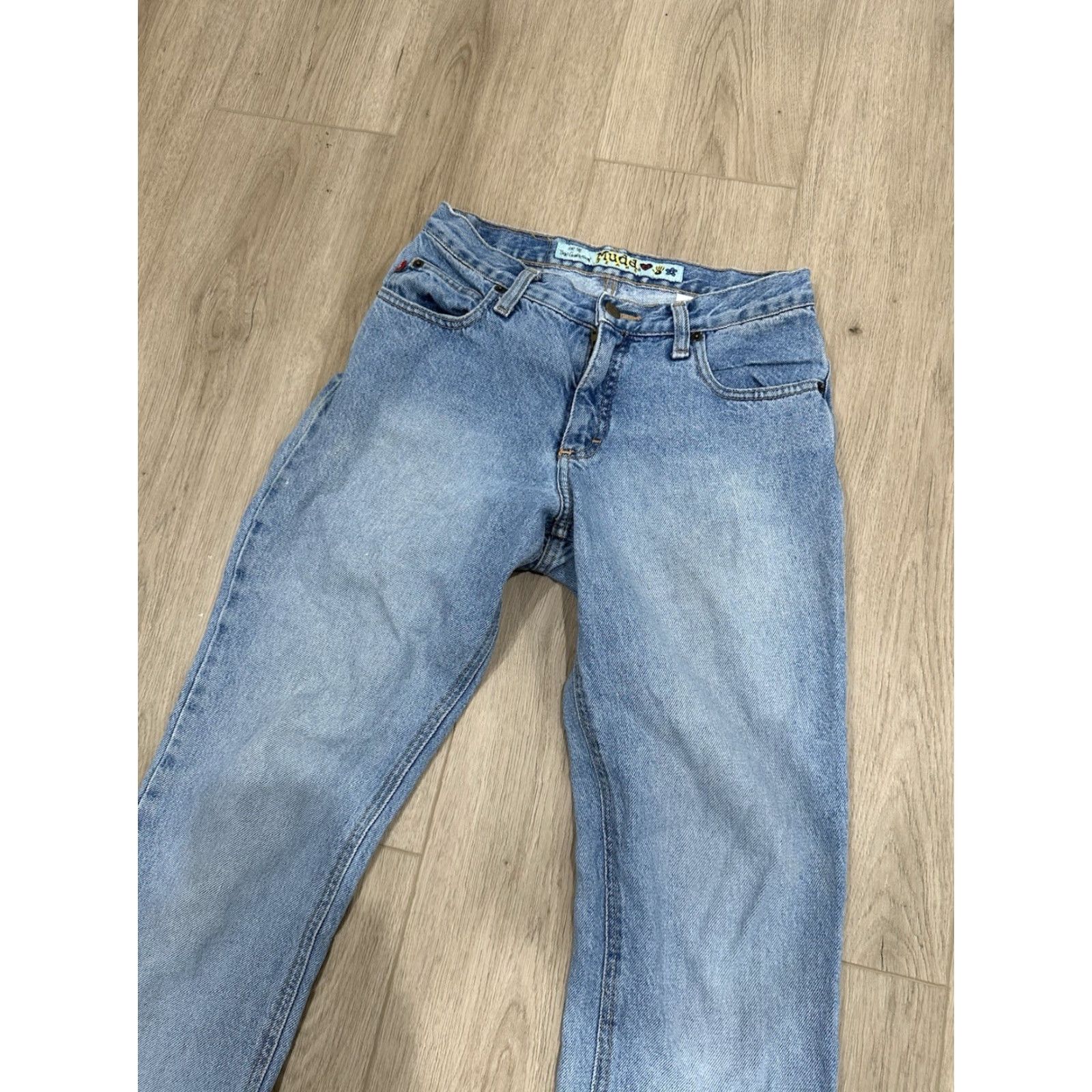 Denime VINTAGE Mudd Jeans Denim Jeans Flared 8.5-10.5 Rise 90s Y2K Blue Sz 7 27x30 Womens Juniors Button Pockets Size 27" / US 4 / IT 40 - 5 Thumbnail