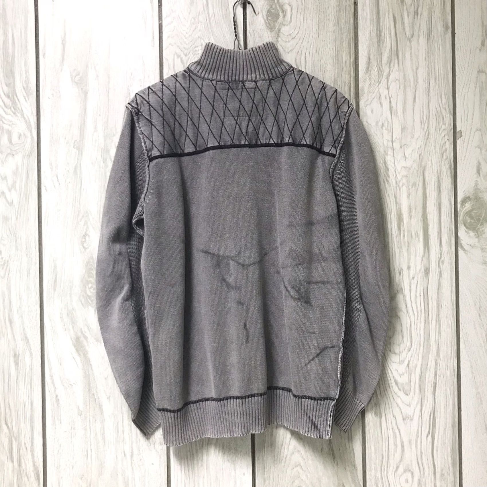 Vintage BKE Buckle Men Raven Gray Washed Athletic Fit Mock Neck 3/4 Zip Sweater L Size US L / EU 52-54 / 3 - 2 Thumbnail