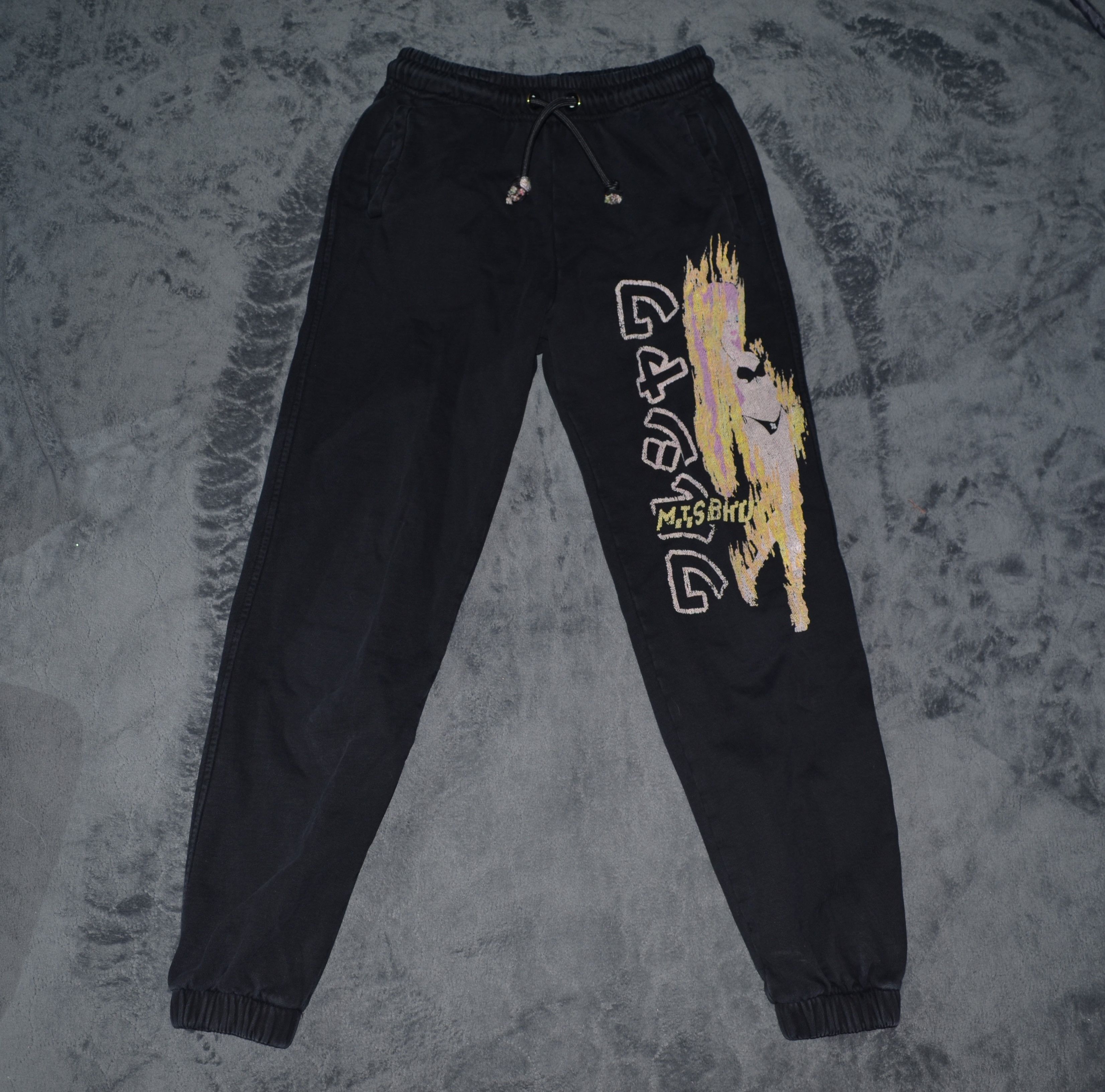 image of Misbhv Anime Sweatpants, Anime Girl On Fire in Black, Women's (Size 26)