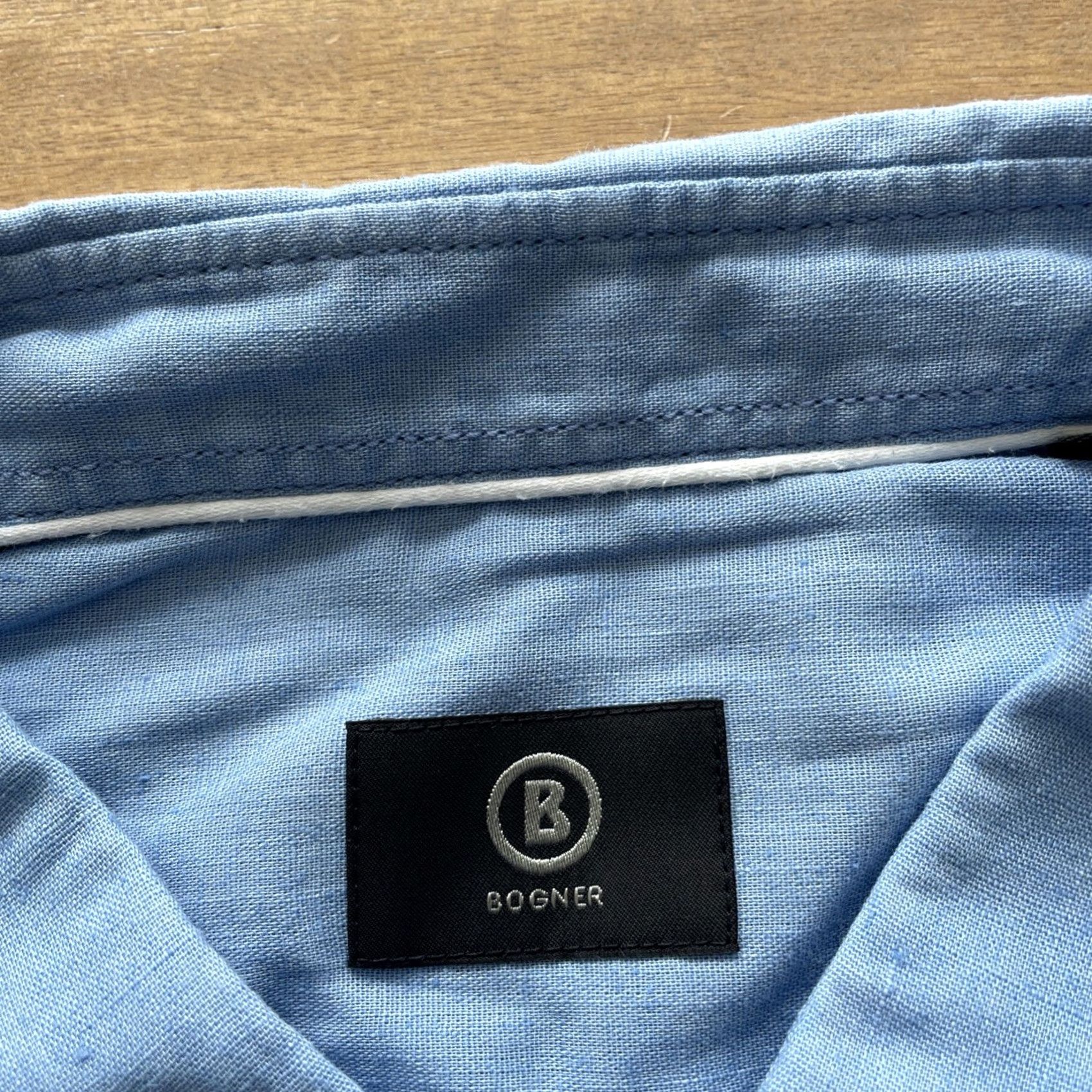 Bogner Bogner Shirt Men Button-Up Short Sleeve Linen Blend Blue 44 XL Luxury Designer Beach Yacht Vacation Vintage: No (adjusted within constraints) Size US XXL / EU 58 / 5 - 3 Thumbnail