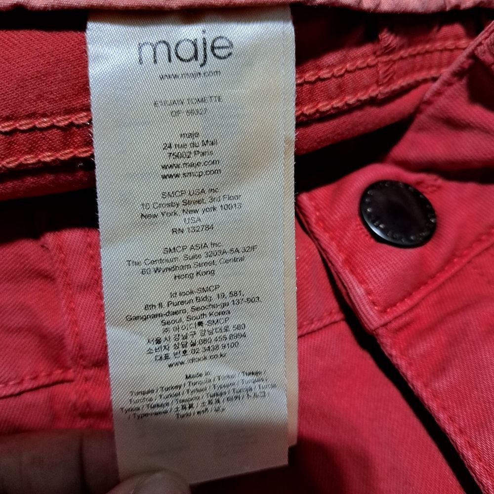 Maje Maje Broder Tomette Skinny Jeans Size 24 Red NWT Size 24" / US 00 / IT 34 - 6 Thumbnail