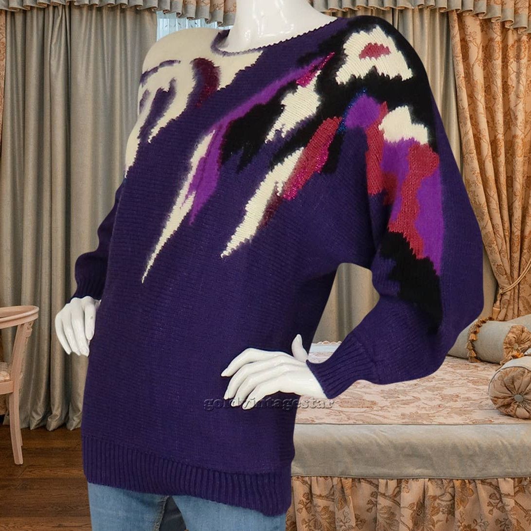 Other 80s Vintage Hipster Jumper Party Funky Retro Knit Sweater M Size M / US 6-8 / IT 42-44 - 3 Thumbnail