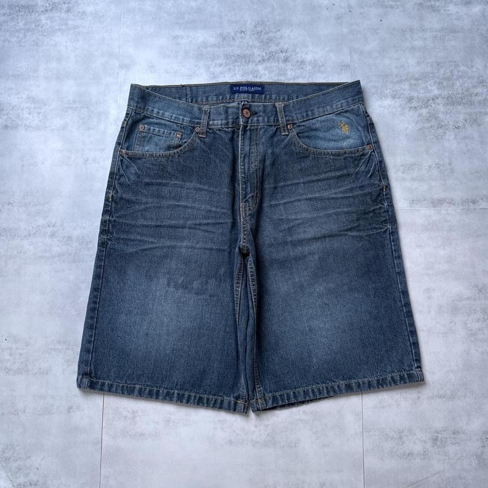 True Religion Y2K U.S. Polo Assn 00s Baggy Denim Shorts Size US 32 / EU 48 - 2 Thumbnail