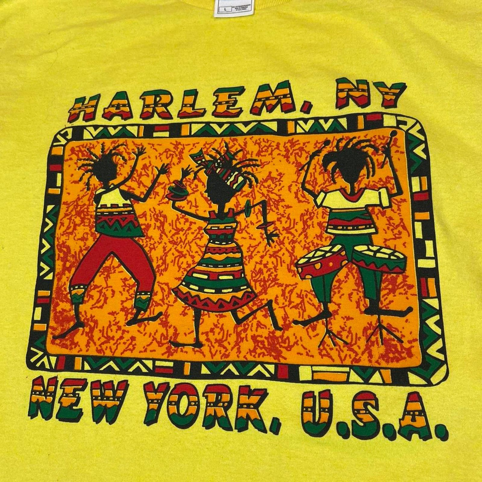 Fruit Of The Loom 90s harlem ny tee shirt yellow fotl Size US L / EU 52-54 / 3 - 3 Thumbnail