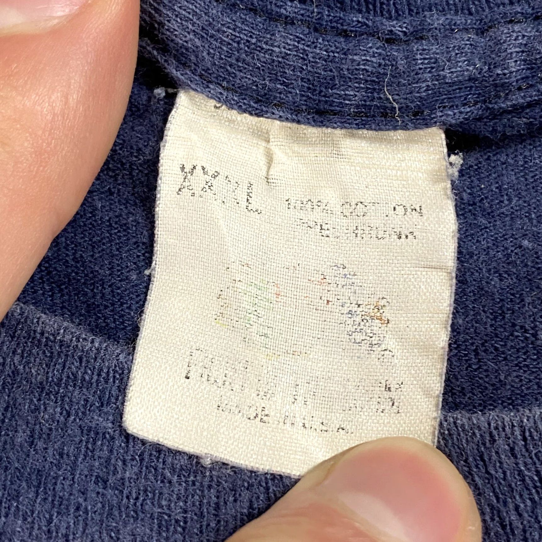 Fruit Of The Loom VINTAGE 1980s Fruit of the Loom Pocket T-Shirt Men’s XXXL Short Sleeve Navy Blue Cotton Blend Fade distressed Beach Sportswear Size US XXL / EU 58 / 5 - 5 Thumbnail