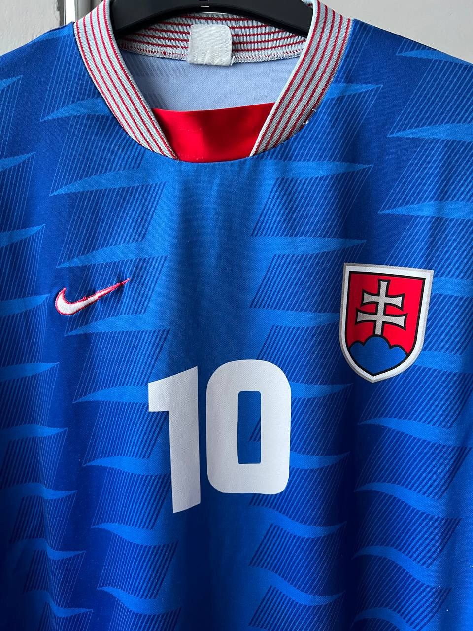 Nike 1996 SLOVAKIA #10 HOME MATCH WORN/ISSUED SOCCER JERSEY SHIRT Size US XL / EU 56 / 4 - 25 Thumbnail