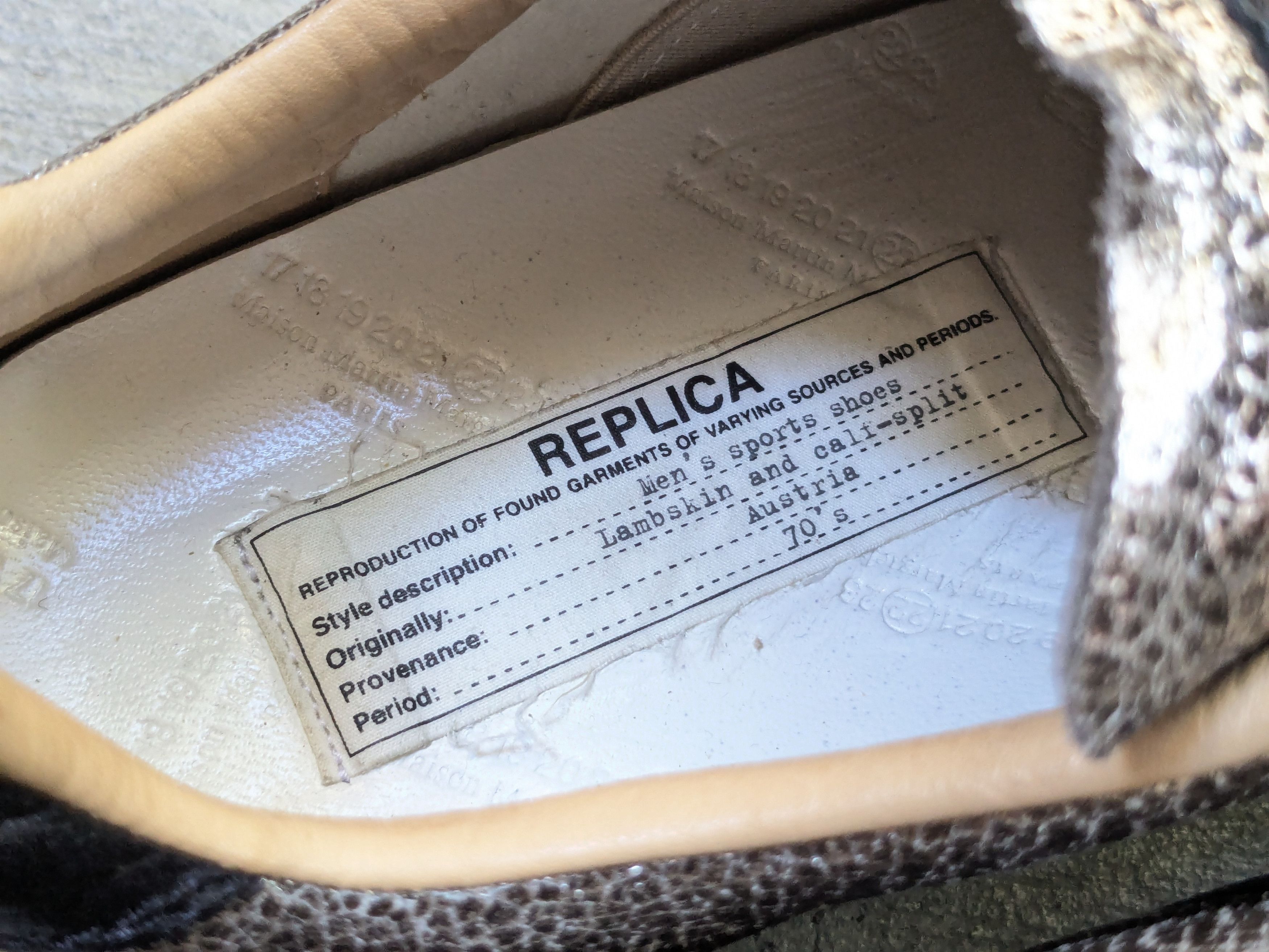 Maison Margiela GAT Replica Black Silver 8.5 41.5 Low Top