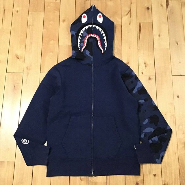 BAPE Navy x Blue camo shark full zip hoodie a bathing ape