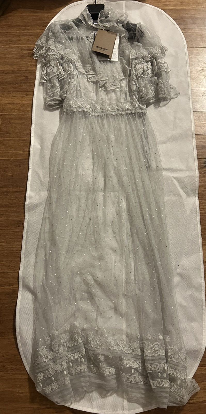 Burberry BURBERRY Ruffled Embroidered Swiss-dot tulle Maxi Dress Size S / US 4 / IT 40 - 6 Thumbnail