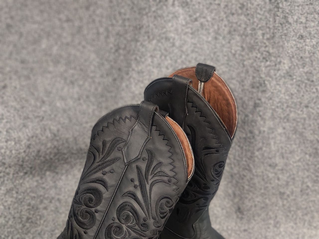 Sancho Boots Circle G Cowboy Western Black Leather Boots Vintage Shoes Size US 9 / IT 39 - 3 Thumbnail