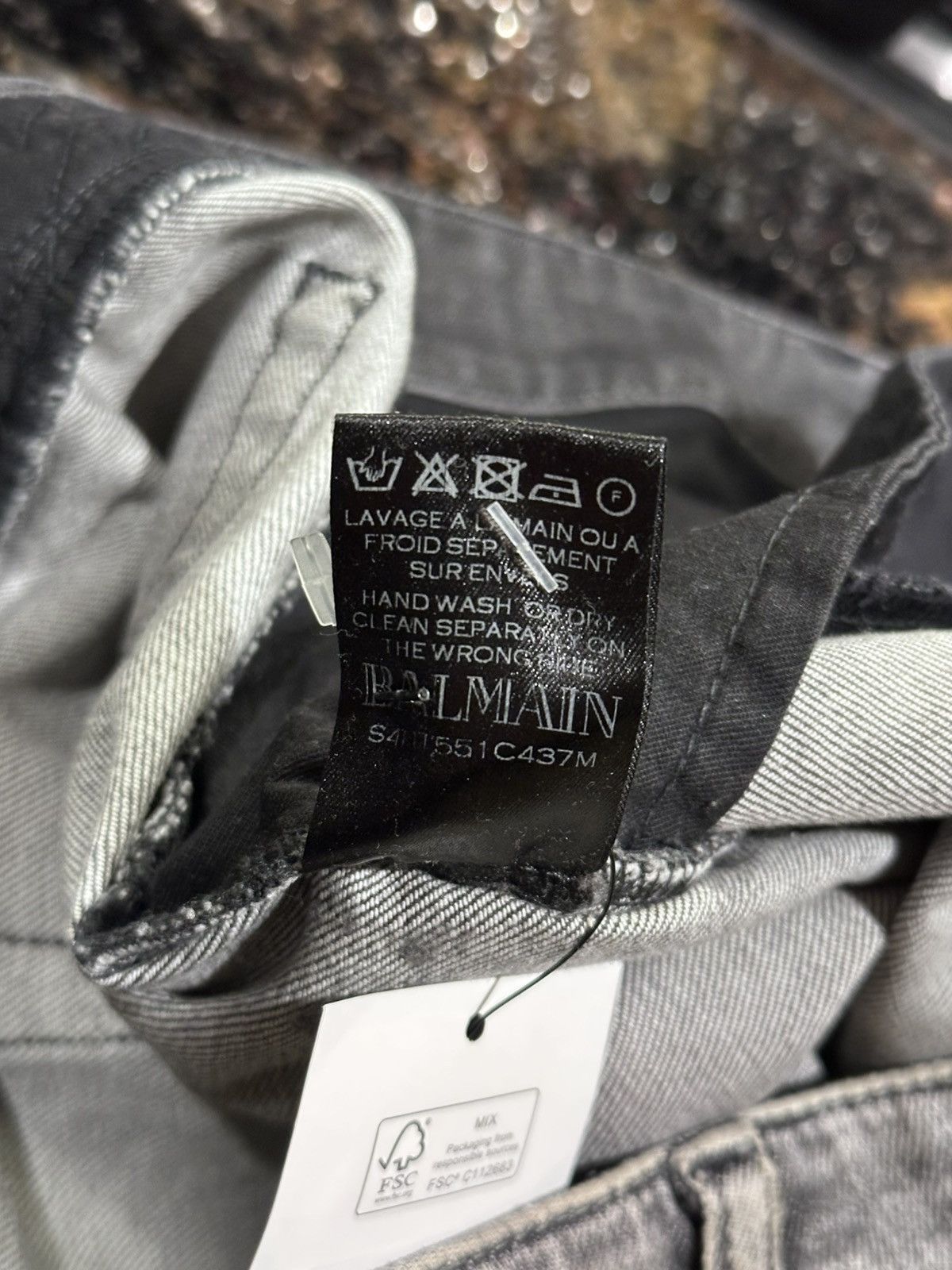 Balmain Balmain OG Grey Wash Houndstooth / Stars Biker Denim Jeans Size US 34 / EU 50 - 11 Thumbnail