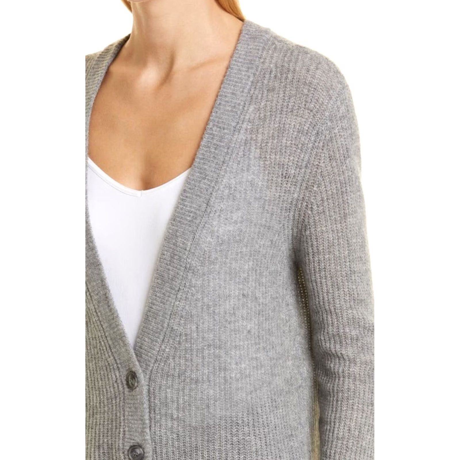 ATM Anthony Thomas Melillo ATM Anthony Thomas Melillo 100% Cashmere Cardigan Heather Fog Women's M Knit V-Neck Long Sleeve Cardigan Size M / US 6-8 / IT 42-44 - 3 Thumbnail
