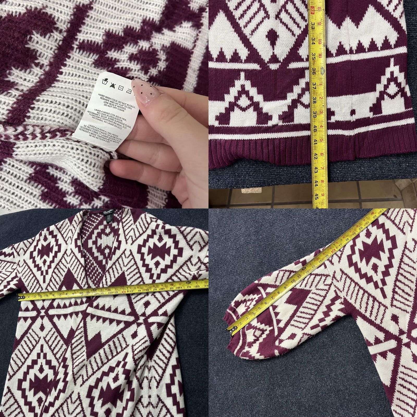 Wrangler Wrangler Retro Cardigan Sweater Womens L/XL Red Aztec Open 3/4 Sleeve Geometric Size L / US 10 / IT 46 - 8 Thumbnail