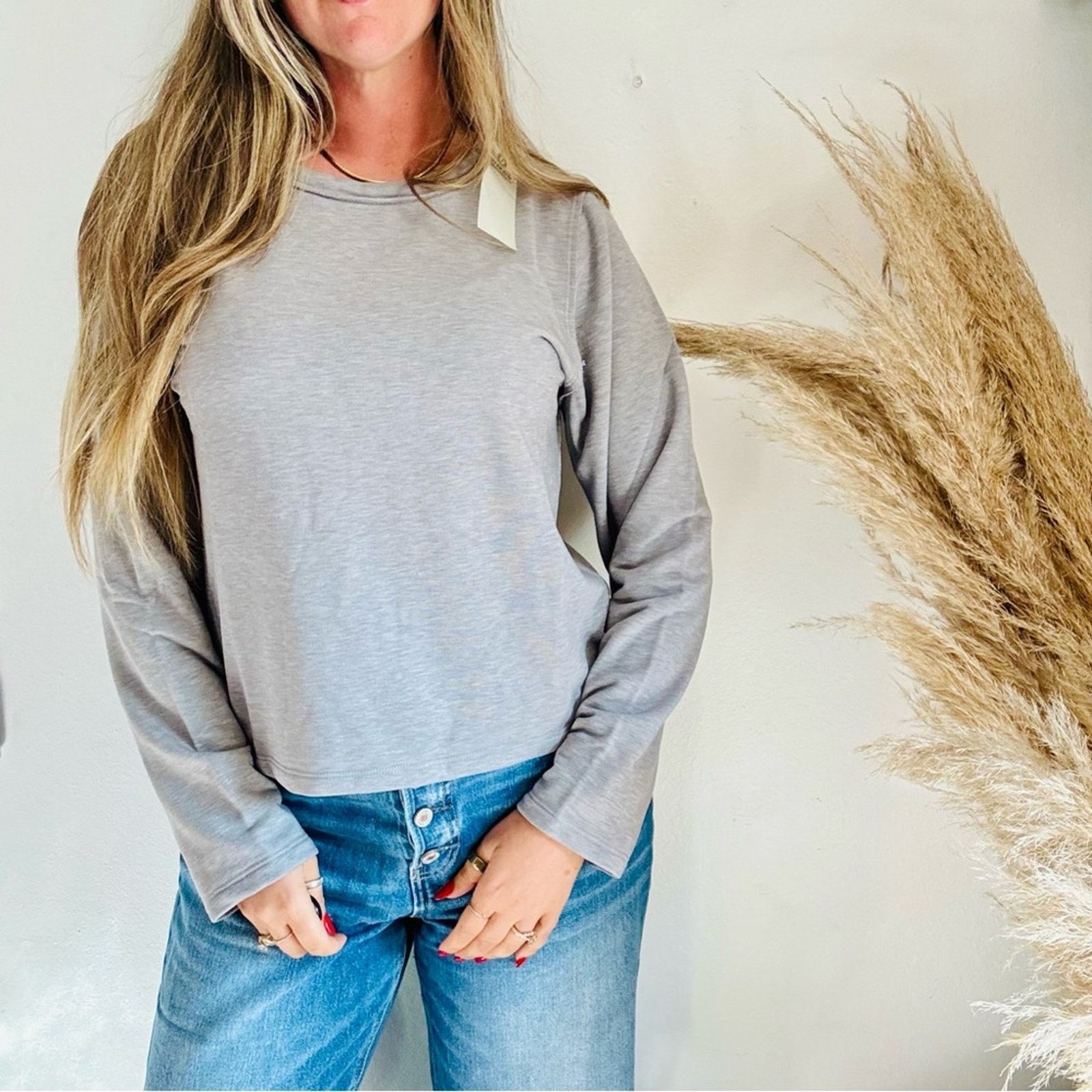 Nordstrom NEW MONO B Grey Lounge Pullover $88 Sweater Sweatshirt Top L Size L / US 10 / IT 46 - 8 Thumbnail