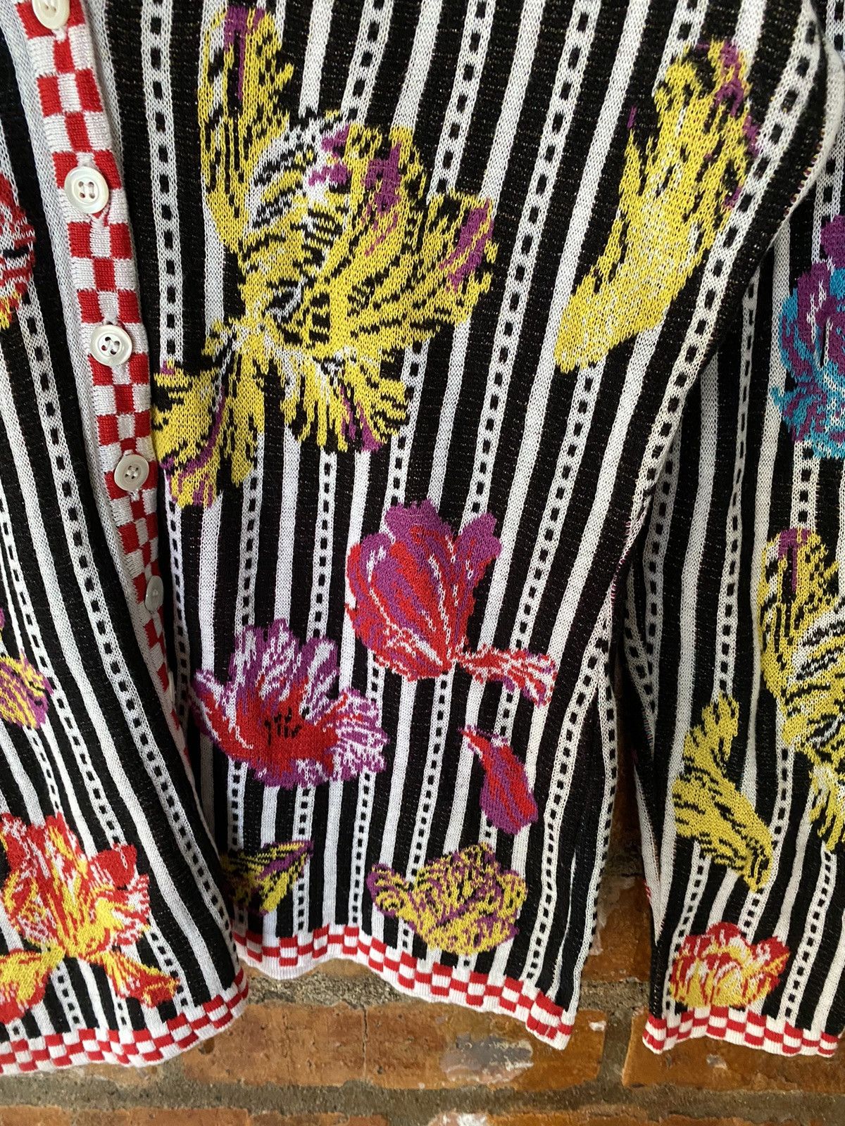 Kenzo 90s KENZO Jacquard intarsia floral checked multibutton Size S / US 4 / IT 40 - 7 Thumbnail