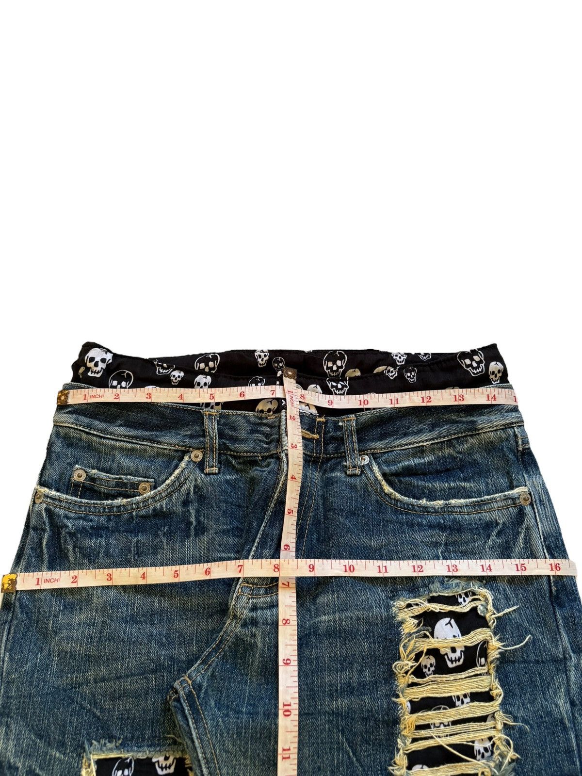 Japanese Brand × Seditionaries Vintage Japanese Brand Patches Skull Ripped Jeans Size US 30 / EU 46 - 12 Thumbnail