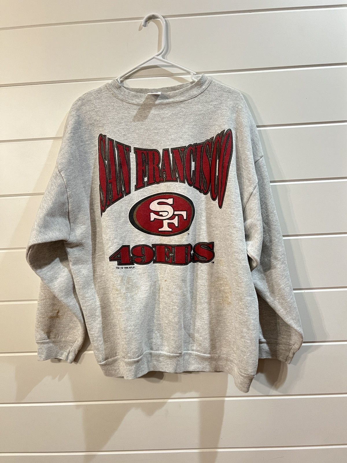 image of Logo 7 Vintage 1996 49Ers Crewneck in Grey, Men's (Size XL)