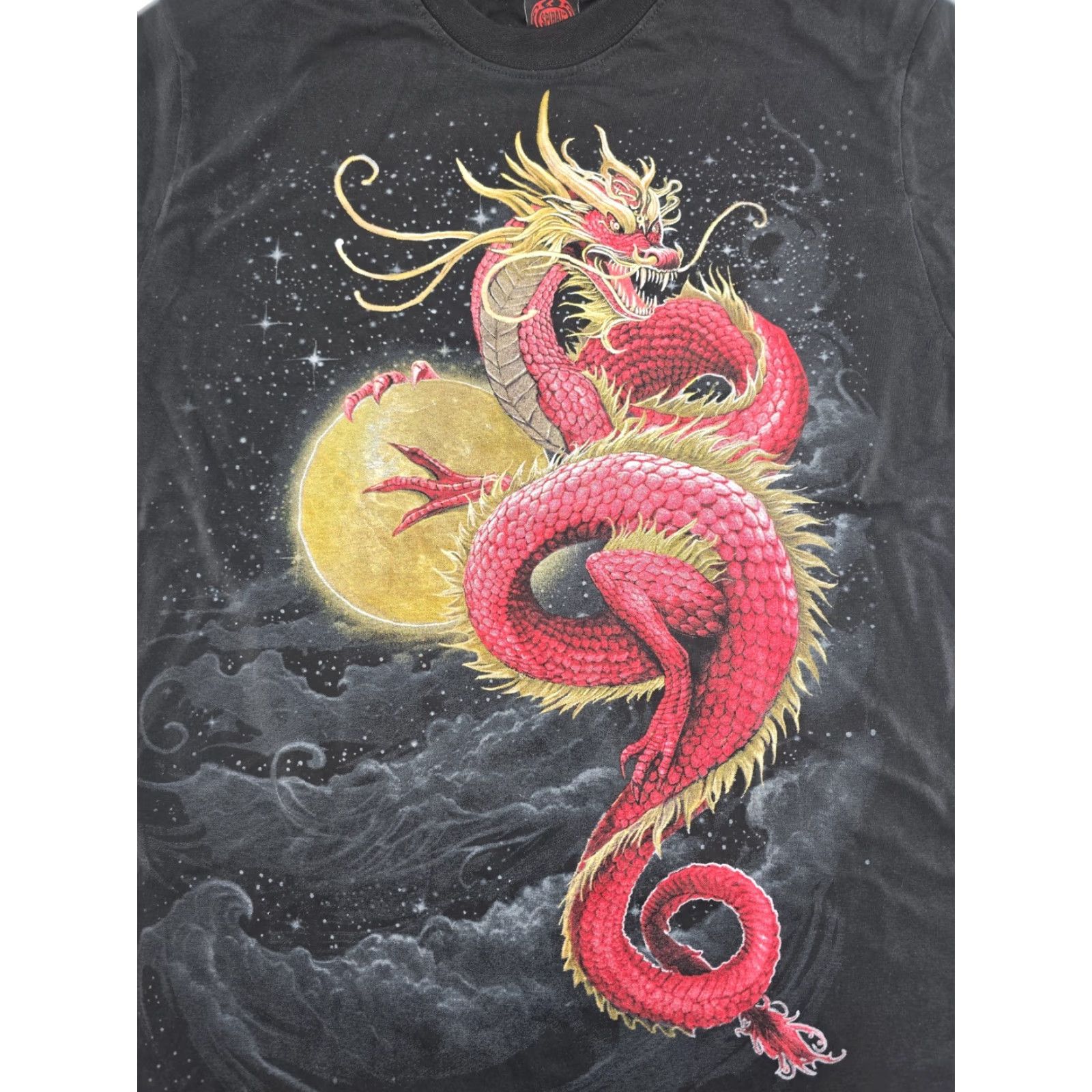 Vintage Spiral Red Dragon Short Sleeve T-Shirt - Size L - Spiral Designs LTD - Black Cotton Men Shirt Size US L / EU 52-54 / 3 - 4 Thumbnail