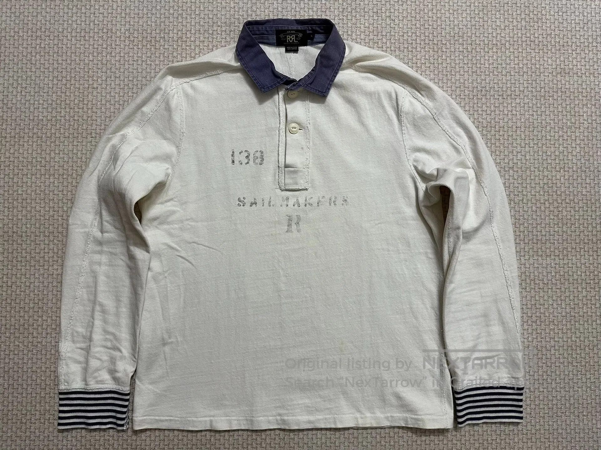 RRL Ralph Lauren RRL Vintage Stripe Patchwork Letter Henley. Size US L / EU 52-54 / 3 - 1 Thumbnail