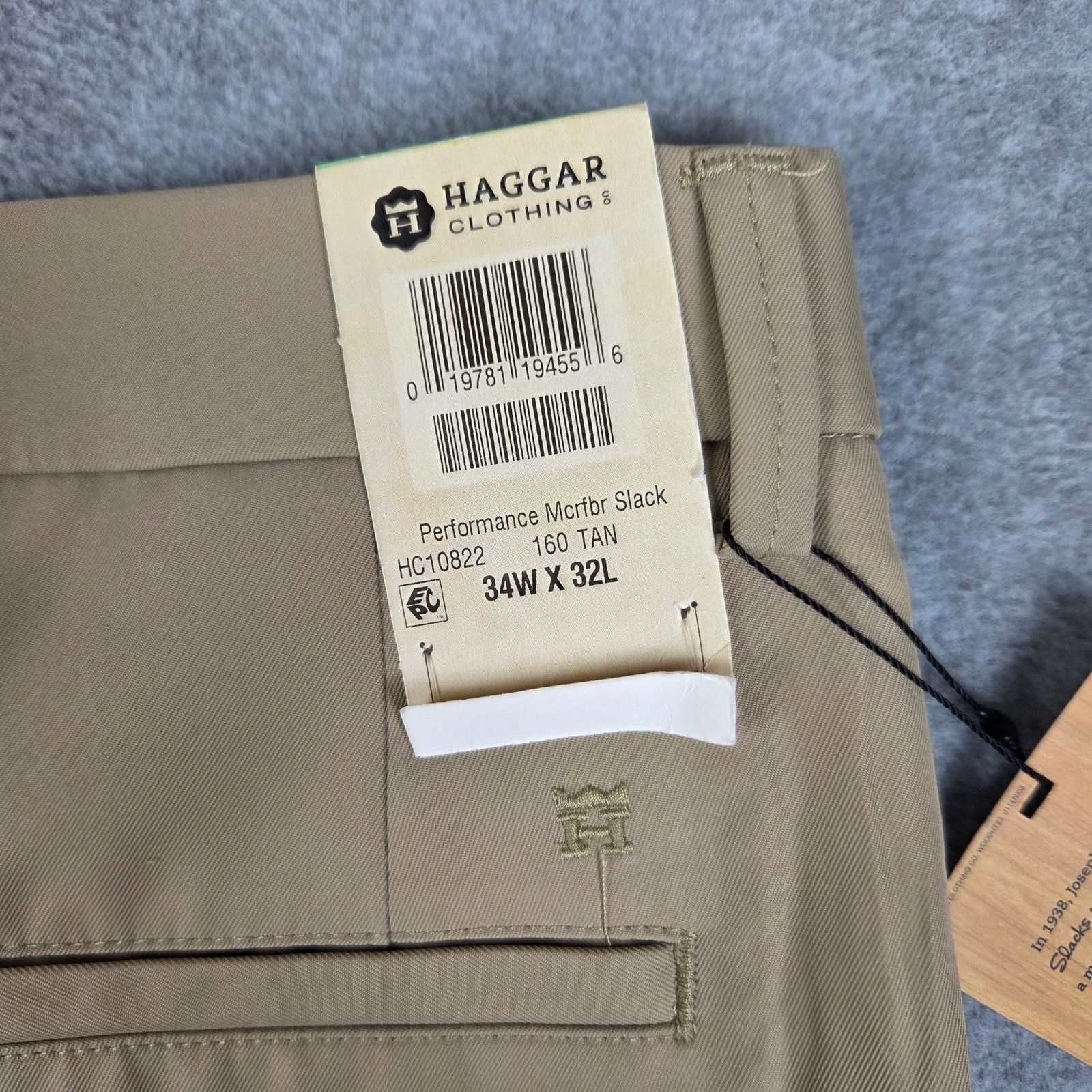 Haggar NWT Haggar 34x32 Tan Flat Front Straight Fit Slacks Size US 34 / EU 50 - 7 Thumbnail