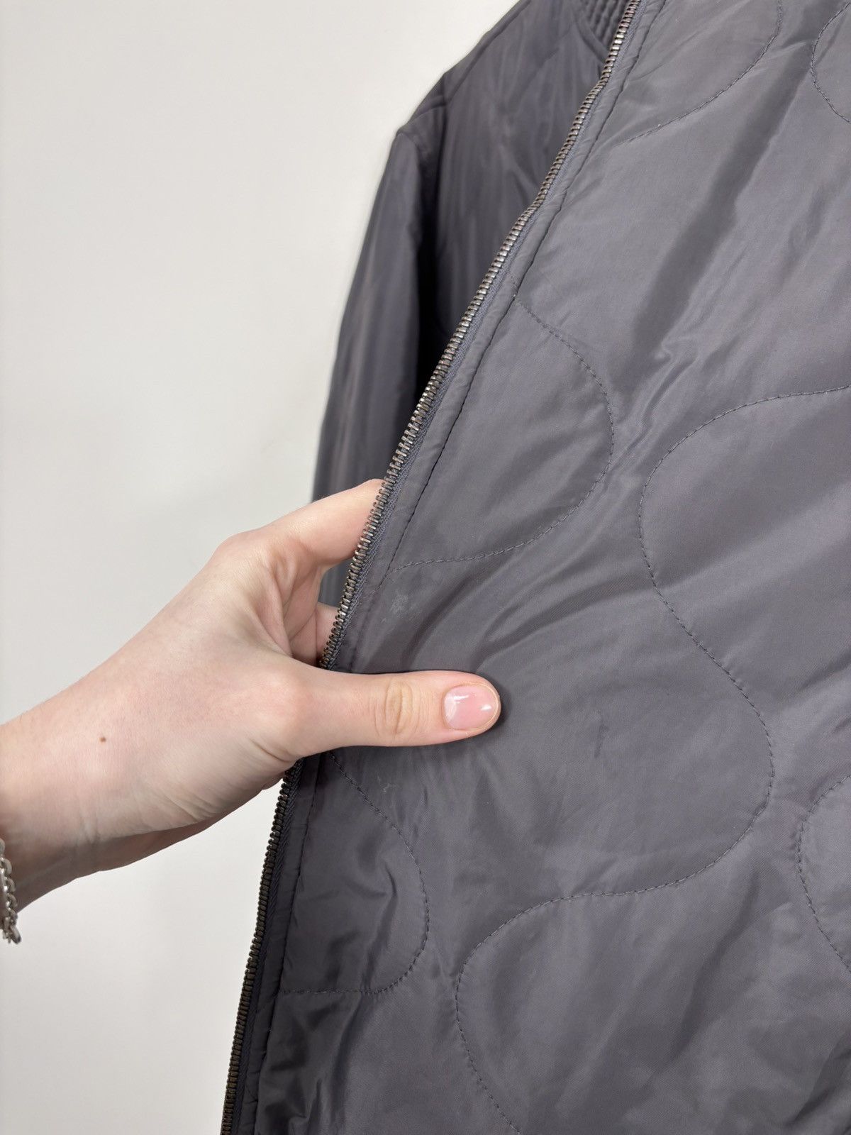 Z Zegna Z Zegna Men’s Quilted Grey Lightweight Bomber Jacket Size US M / EU 48-50 / 2 - 13 Thumbnail