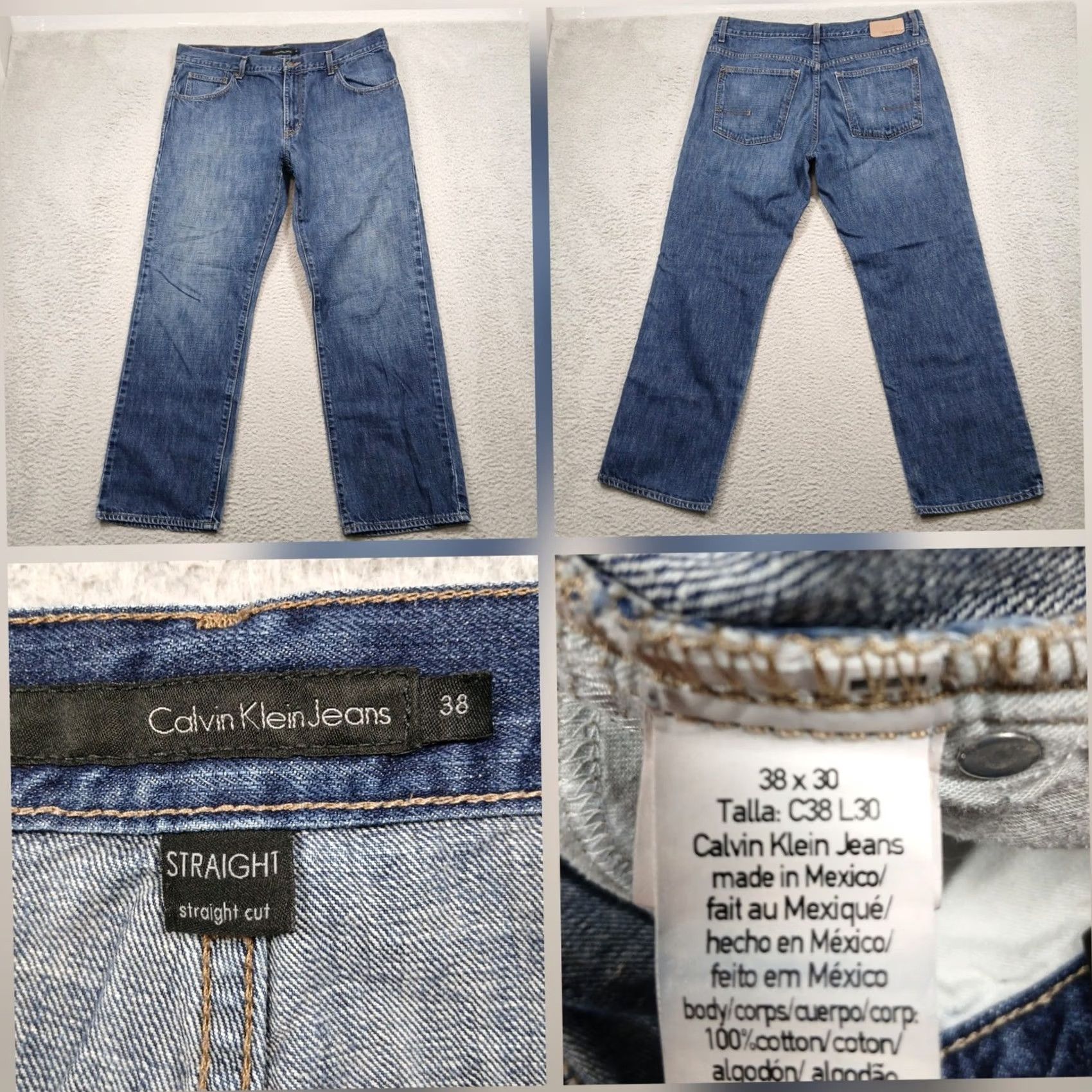 Vintage Calvin Klein Jeans Blue Straight Leg Jeans 38x30 Mens Made in Mexico Denim Size US 38 / EU 54 - 2 Thumbnail