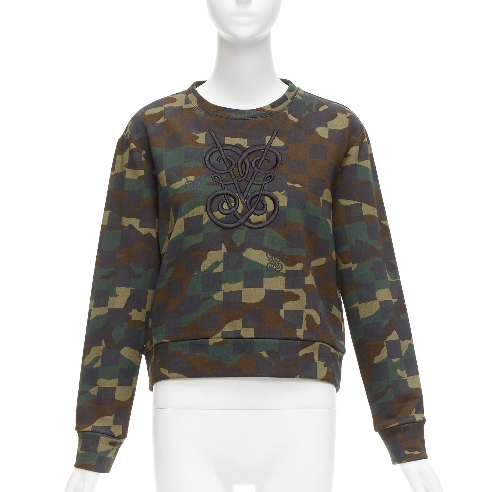 Giambattista Valli GIAMBATTISTA VALLI green graphic camouflage logo embroidery crew sweatshirt XS Size S / US 4 / IT 40 - 1 Thumbnail