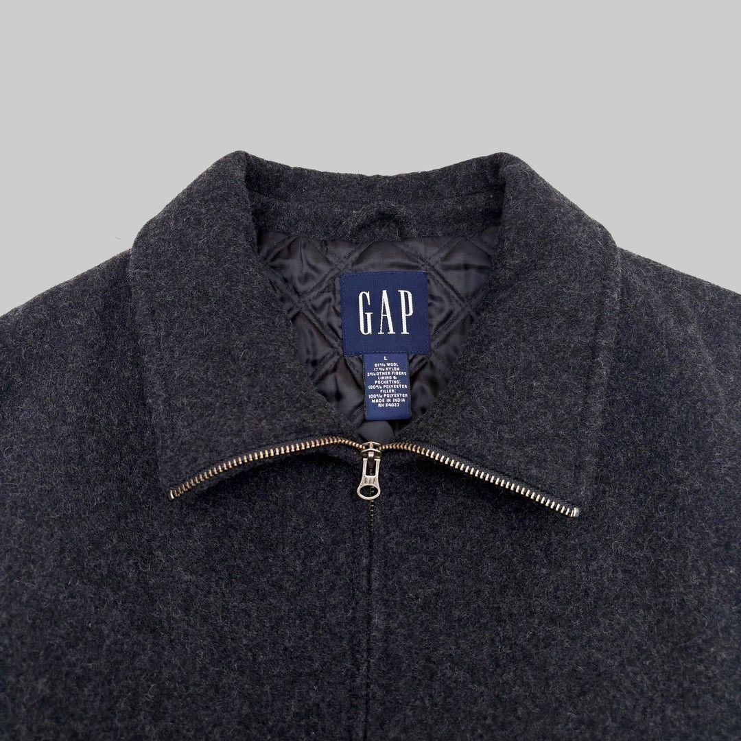 Gap Gap 1990 90s Vintage Grey Wool Zipped Jacket Coat Size US L / EU 52-54 / 3 - 2 Thumbnail