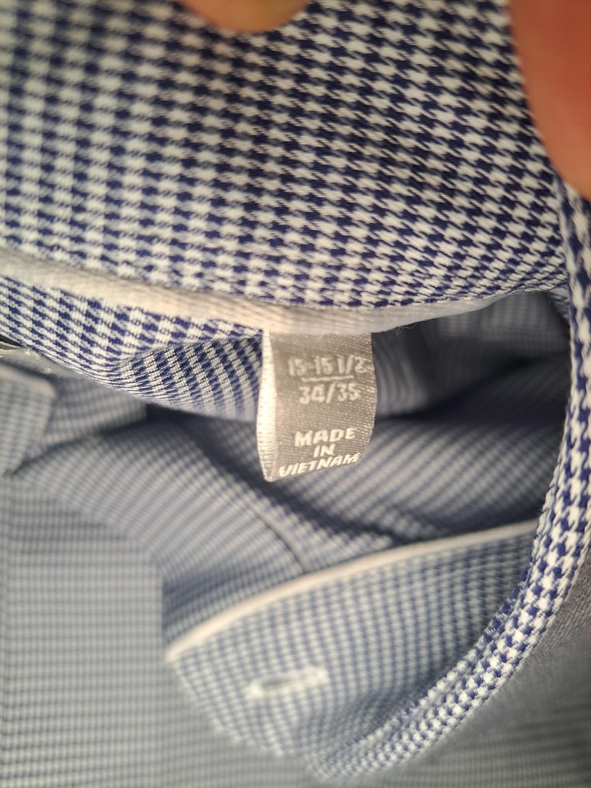 Hickey Freeman Hickey Freeman Dress Shirt 15/15.5-34/35 Blue Houndstooth Size 38R - 3 Thumbnail